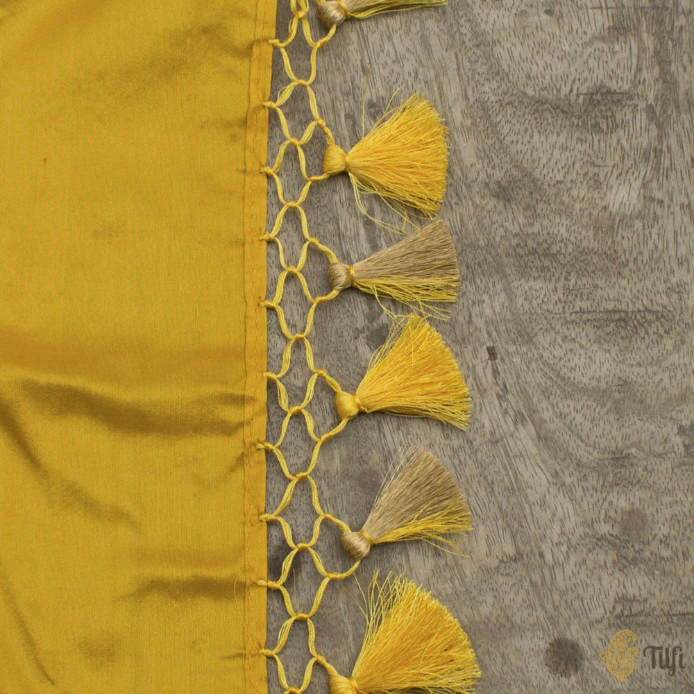 Yellow Pure Katan Silk Banarasi Handloom Dupatta