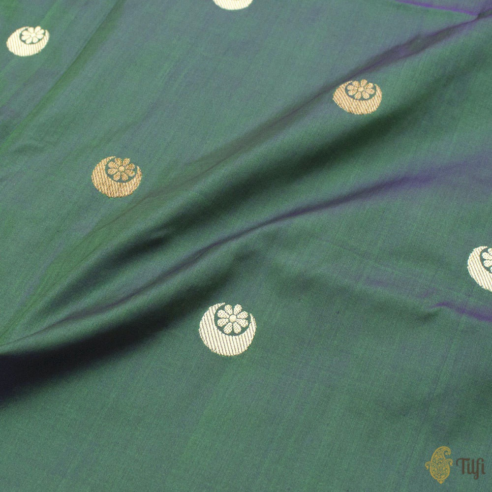 Purple-Green Pure Katan Silk Banarasi Handloom Dupatta