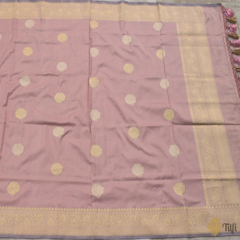 Soft Pink Pure Katan Silk Banarasi Handloom Dupatta