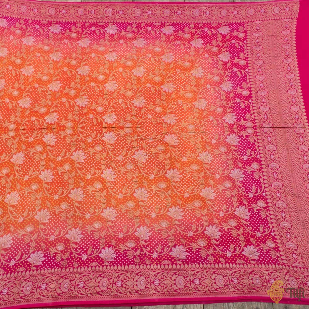 Magenta Pink Georgette Zari Weave Bandhani Dupatta DP94 main image 1