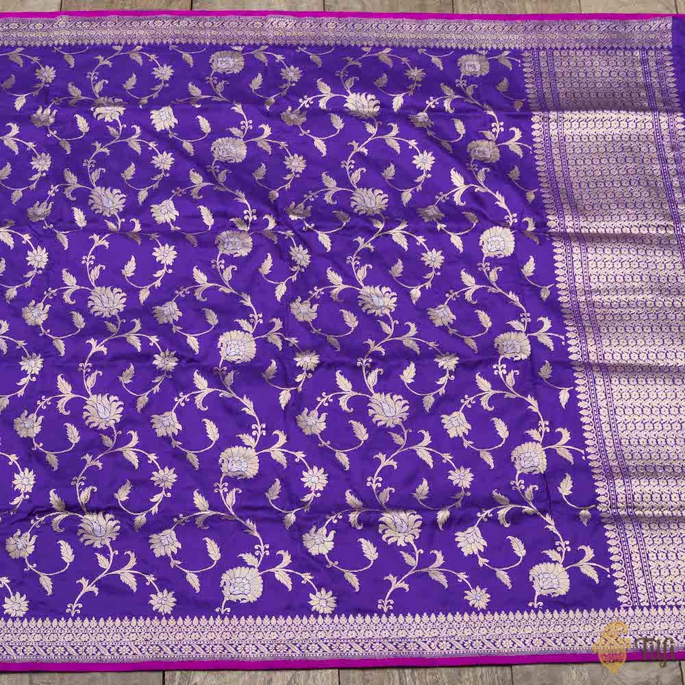 Deep Violet Pure Katan Silk Banarasi Handloom Dupatta