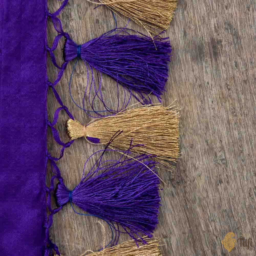 Deep Violet Pure Katan Silk Banarasi Handloom Dupatta