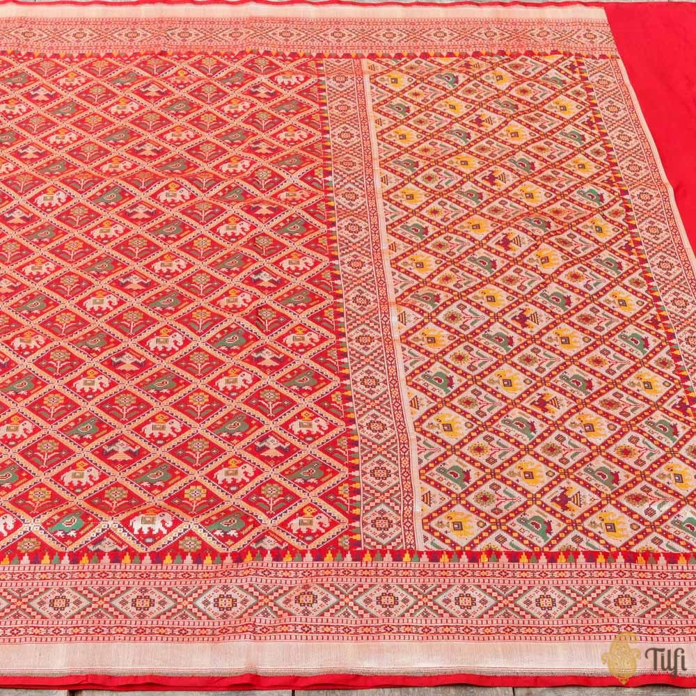 Red Pure Katan Silk Banarasi Handloom Patola Dupatta