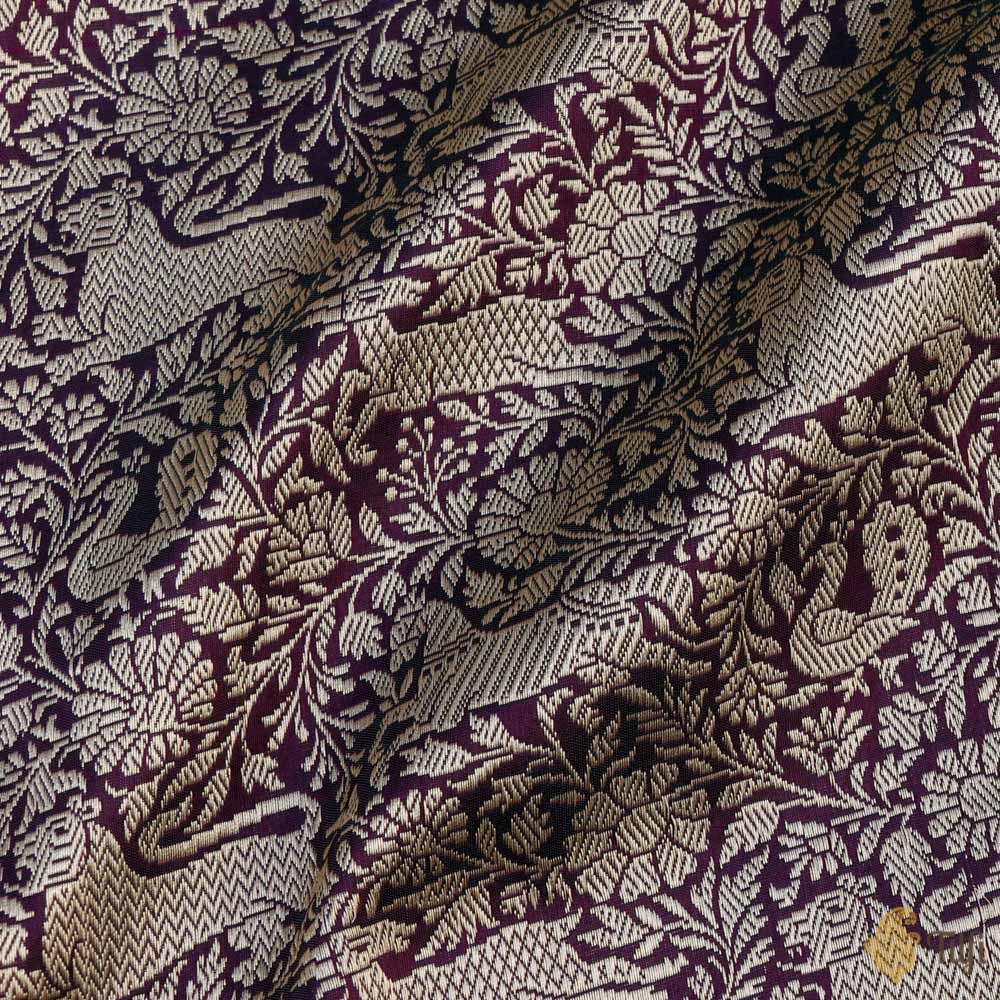 Dark Green-Purple Pure Katan Silk Banarasi Handloom Dupatta
