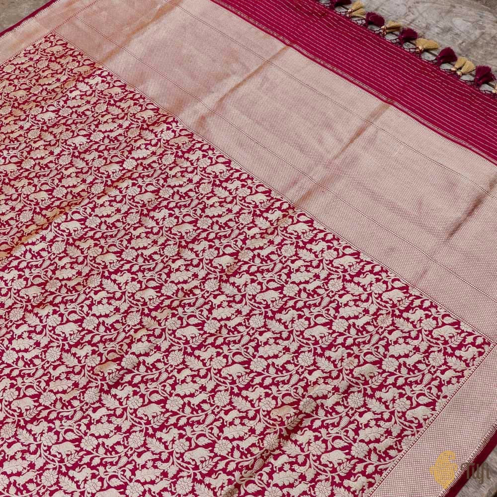 Royal Garnet Pure Katan Silk Banarasi Handloom Dupatta
