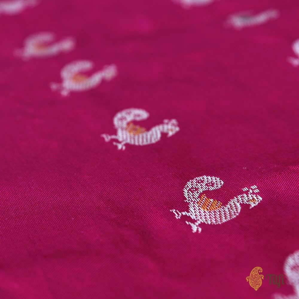 Rani Pink Pure Katan Silk Banarasi Handwoven Dupatta