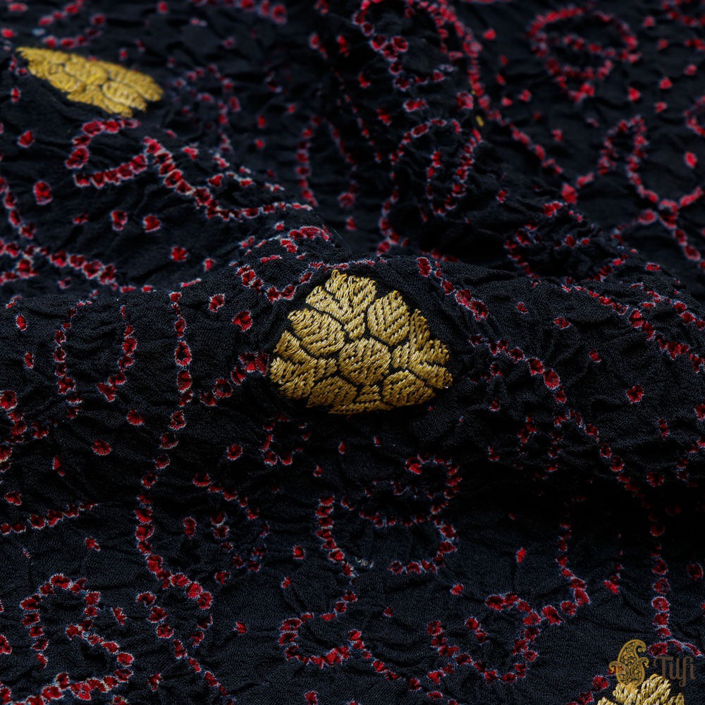 Blue - Special Bandhani Banarasi Brocade Georgette Neem Jaal Dupatta