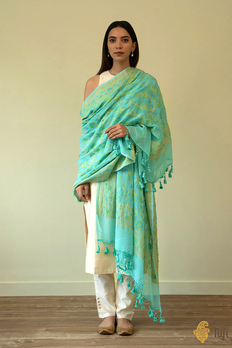 Pure Khaddi Georgette Handloom Dupatta