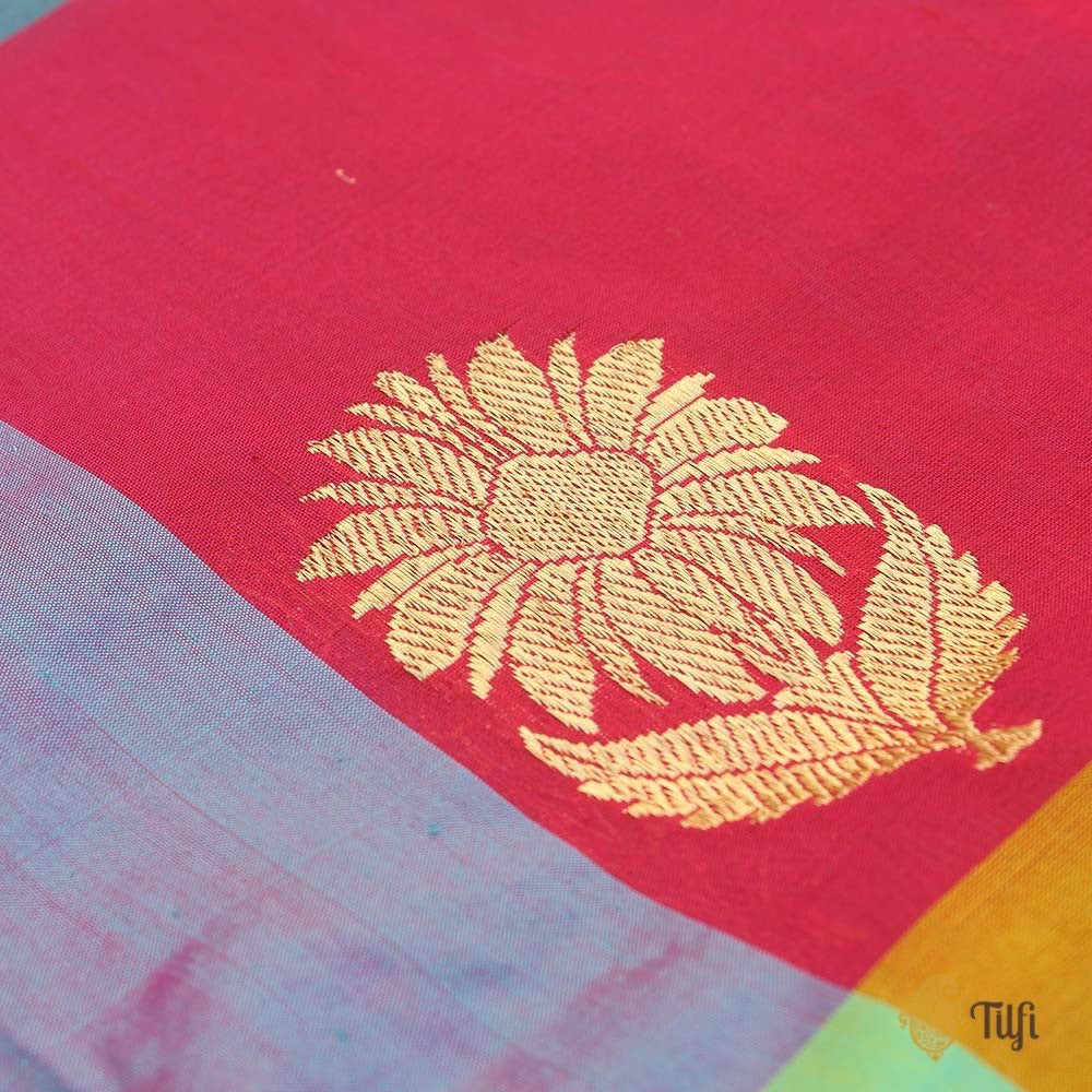 Multicolored Pure Silk Georgette Banarasi Handloom Dupatta
