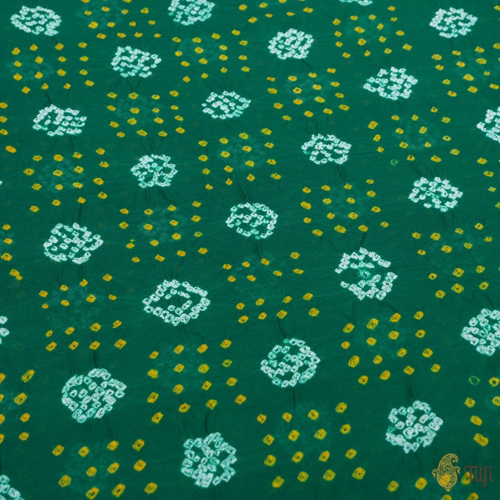 Dark Green Pure Georgette Banarasi Handloom Bandhani Dupatta