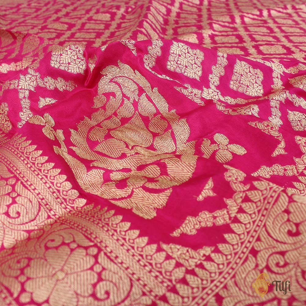 Pink Pure Silk Georgette Banarasi Handloom Dupatta