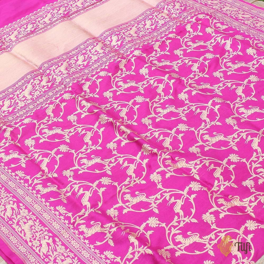 Indian Pink Pure Katan Silk Banarasi Handloom Dupatta