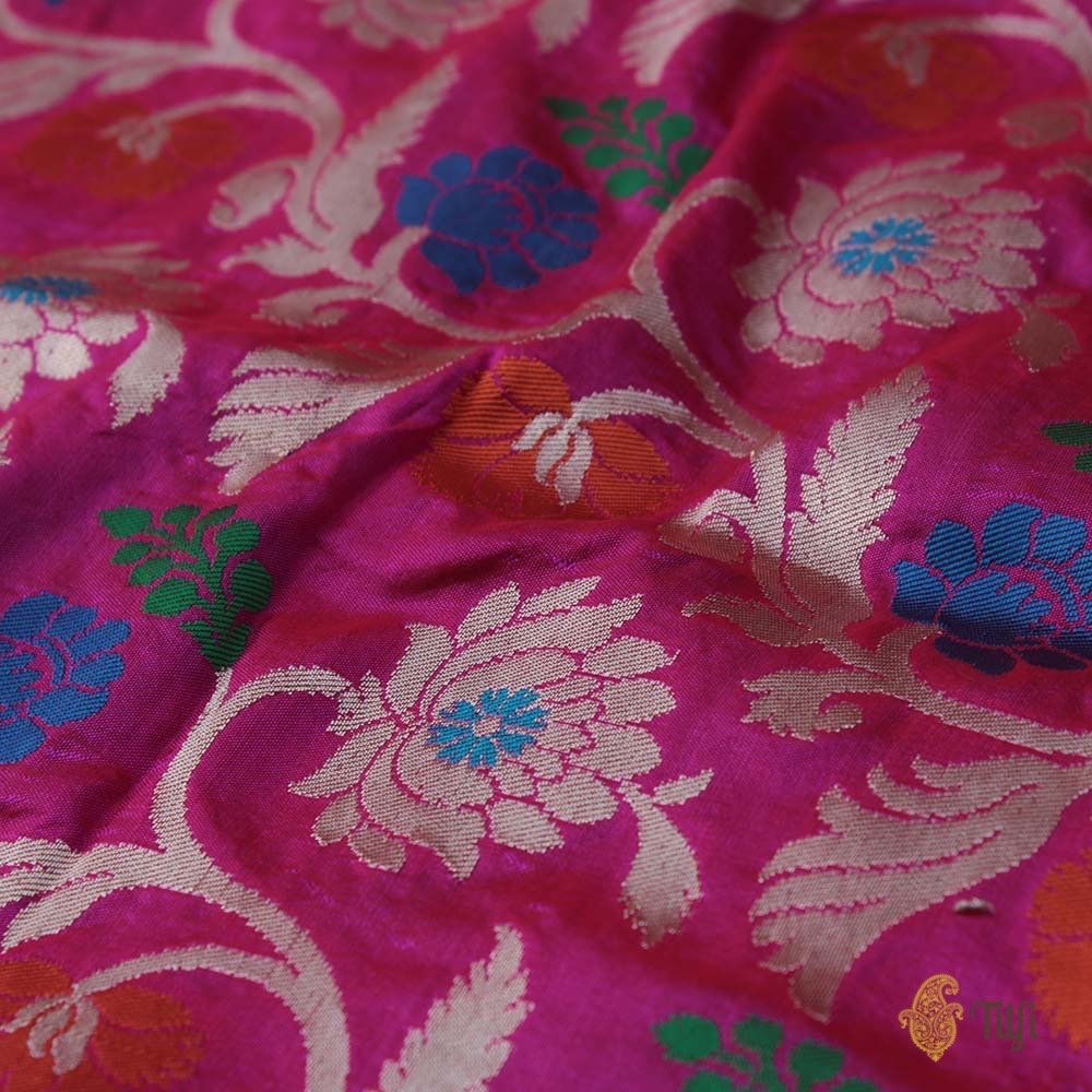 Red-Rani Pink Pure Katan Silk Banarasi Handloom Dupatta
