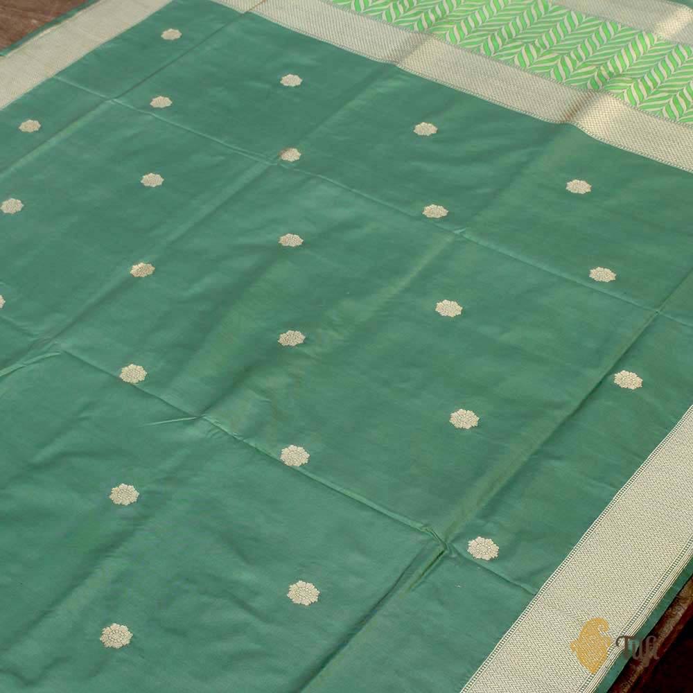 Sage Green Pure Katan Silk Banarasi Handloom Dupatta