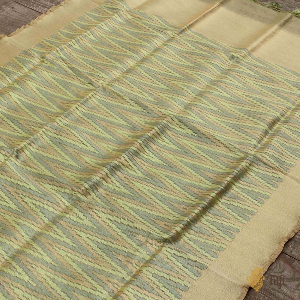 Green Pure Kora Tissue Net Banarasi Handloom Dupatta