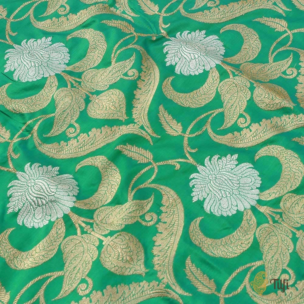 Turquoise Green Pure Katan Silk Banarasi Handloom Dupatta