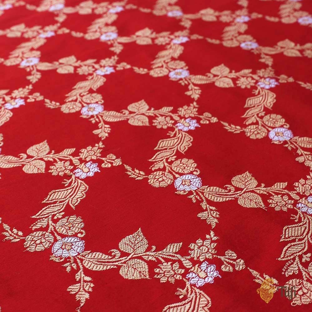 Red Pure Katan Silk Kadwa Jangla Handloom Dupatta