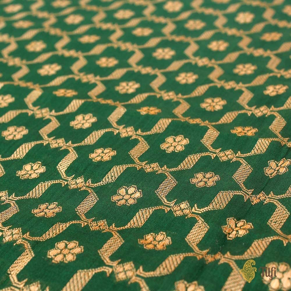 Green Pure Silk Georgette Banarasi Handloom Dupatta