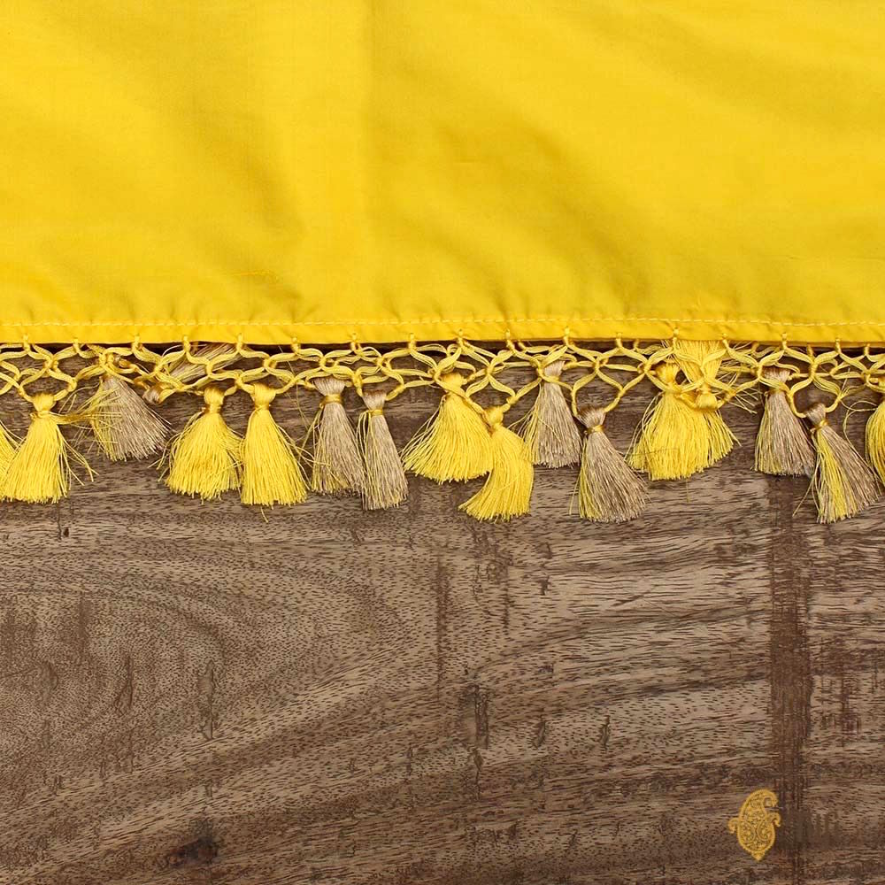 Orange-Yellow Pure Katan Silk Banarasi Handloom Dupatta