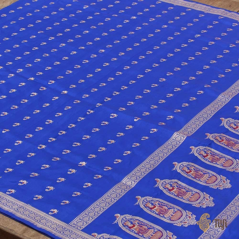 Royal Blue Pure Katan Silk Banarasi Handwoven Dupatta