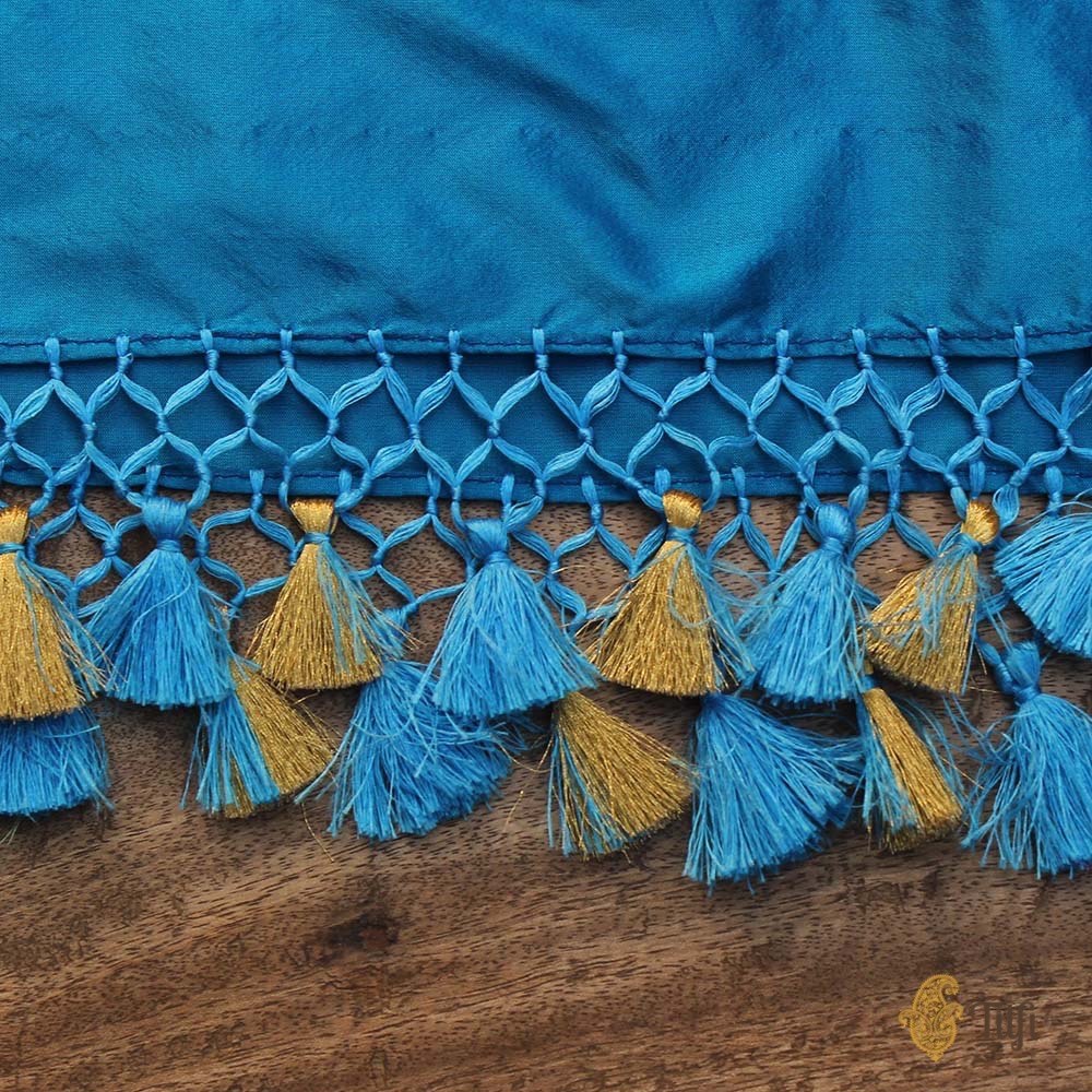 Peacock Blue Pure Katan Silk Banarasi Handwoven Dupatta