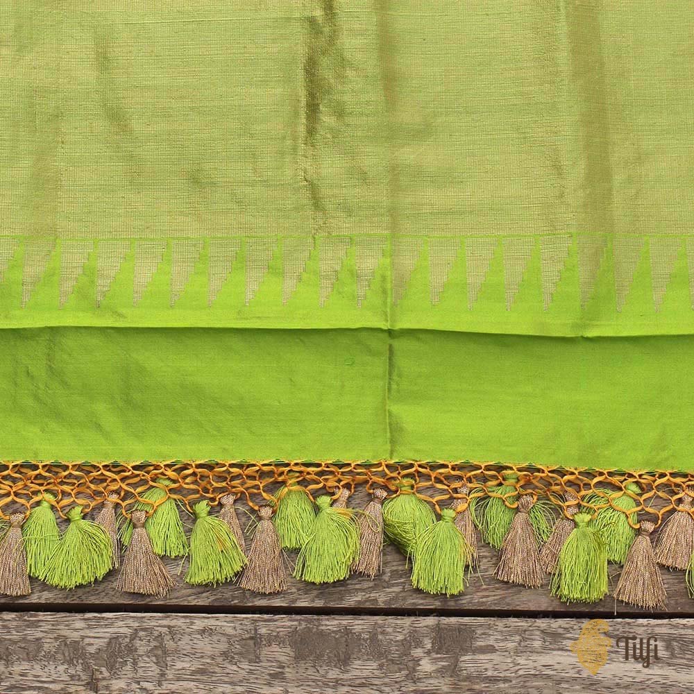 Green Pure Katan Silk Banarasi Handloom Dupatta