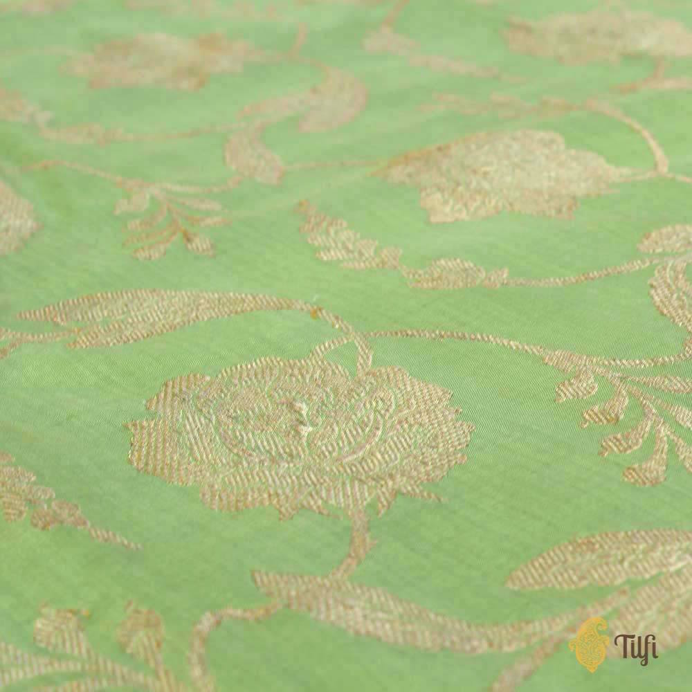 Pista Green Pure Katan Silk Banarasi Handloom Dupatta