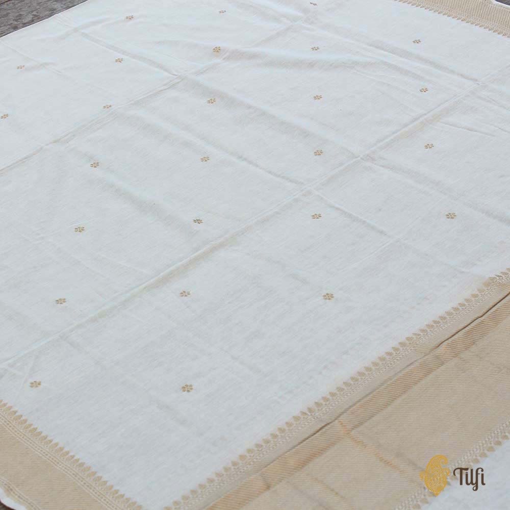 Off-White Pure Cotton Banarasi Handloom Dupatta