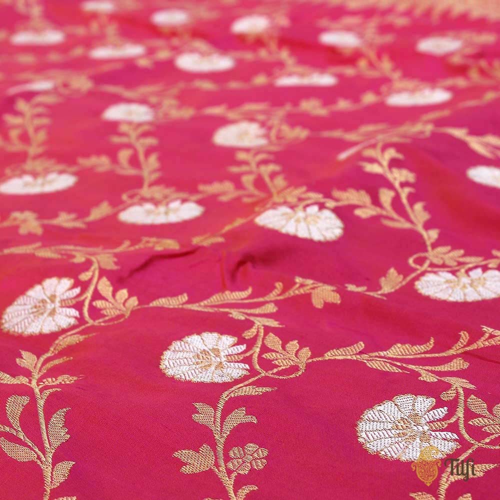 Dark Orange-Rani Pink Pure Katan Silk Banarasi Handloom Dupatta