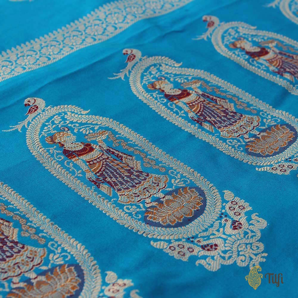 Sky Blue Pure Katan Silk Banarasi Handloom Dupatta