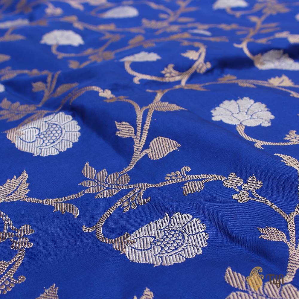 Royal Blue Pure Katan Silk Banarasi Kadwa Handloom Dupatta