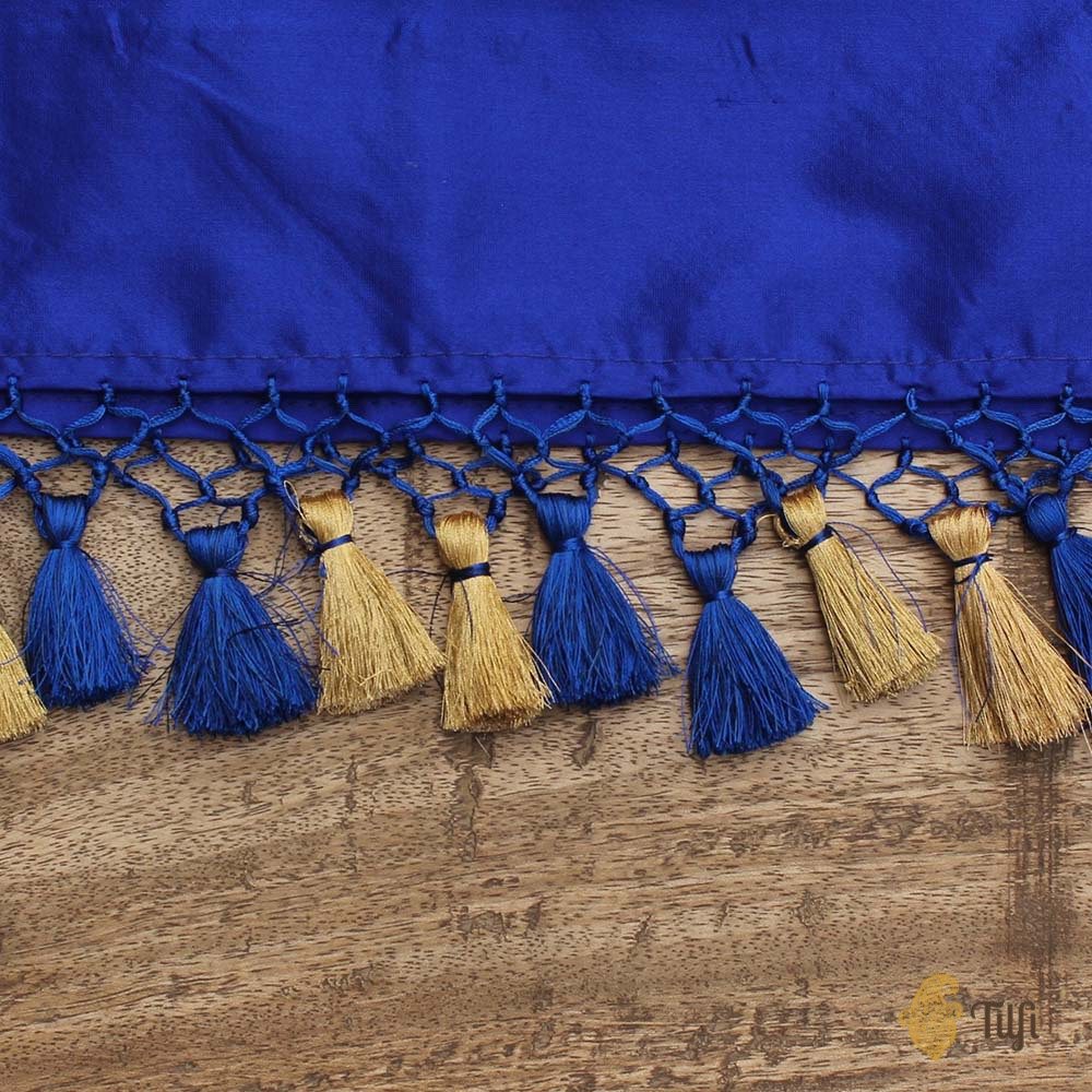 Egyptian Blue- Peacock Blue Pure Katan Silk Banarasi Handloom Dupatta