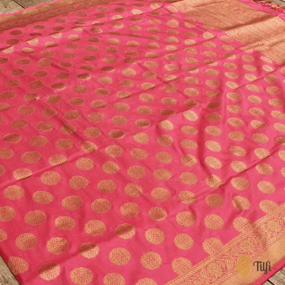 Gajri Pink Pure Katan Silk Banarasi Handloom Dupatta