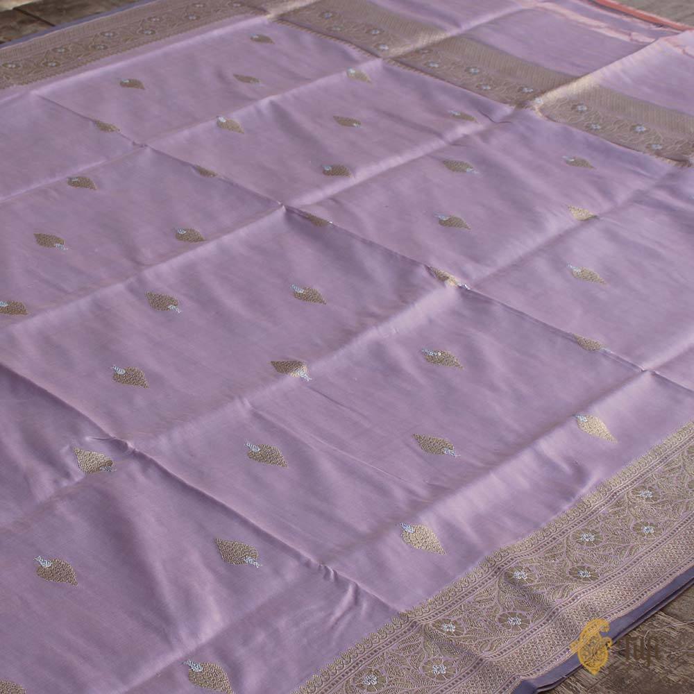 Lavender Pure Katan Silk Banarasi Handloom Dupatta