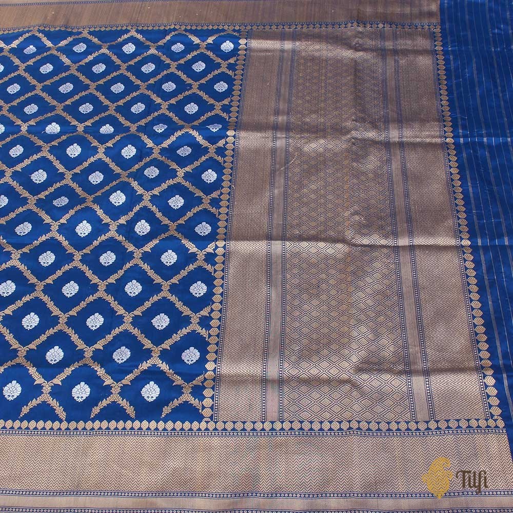 Royal Blue Pure Katan Silk Banarasi Handloom Dupatta