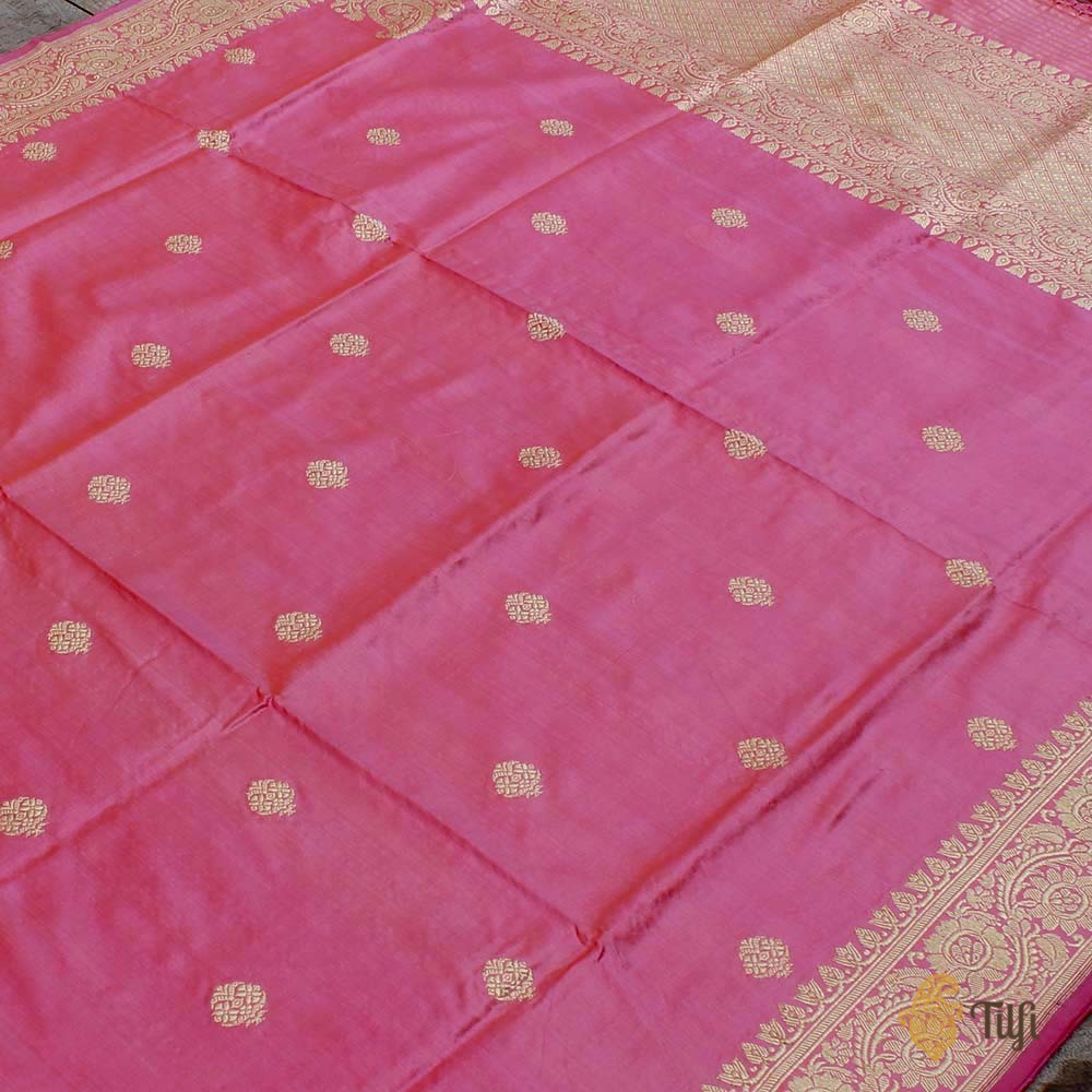 Pink Pure Katan Silk Banarasi Handloom Dupatta