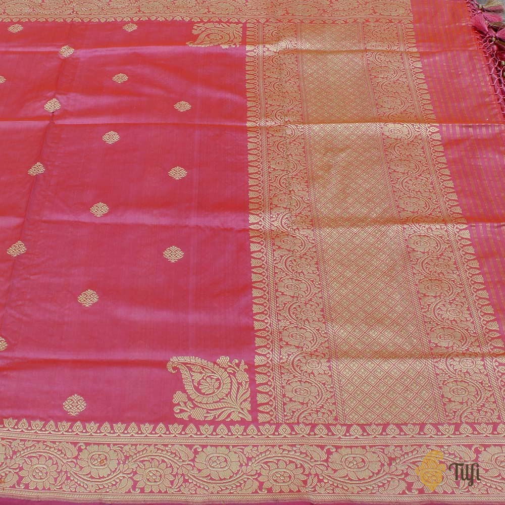 Pink Pure Katan Silk Banarasi Handloom Dupatta