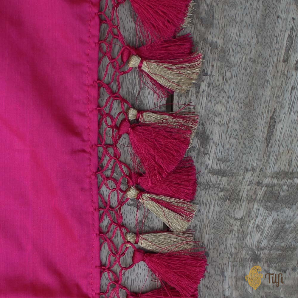 Red-Rani Pink Pure Katan Silk Banarasi Handloom Patola Dupatta