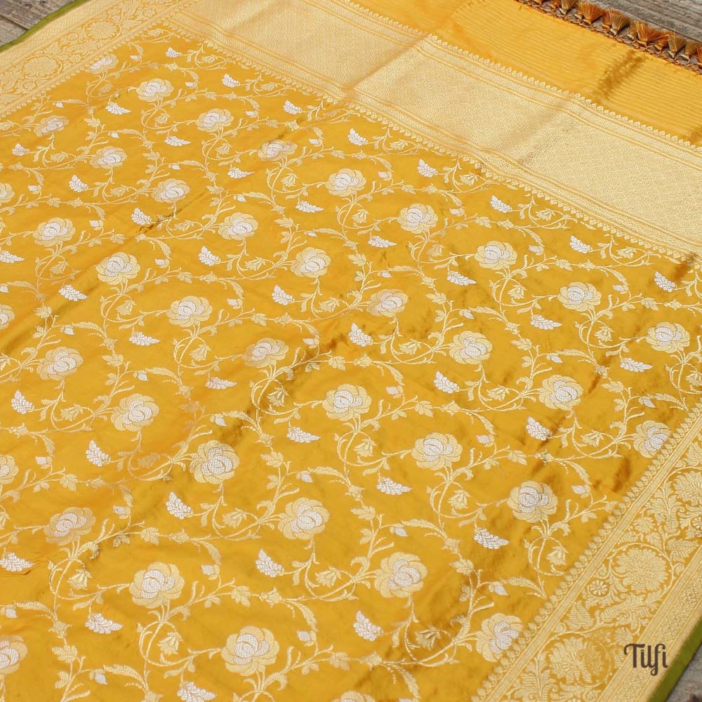 Mustard Pure Katan Silk Banarasi Handloom Dupatta