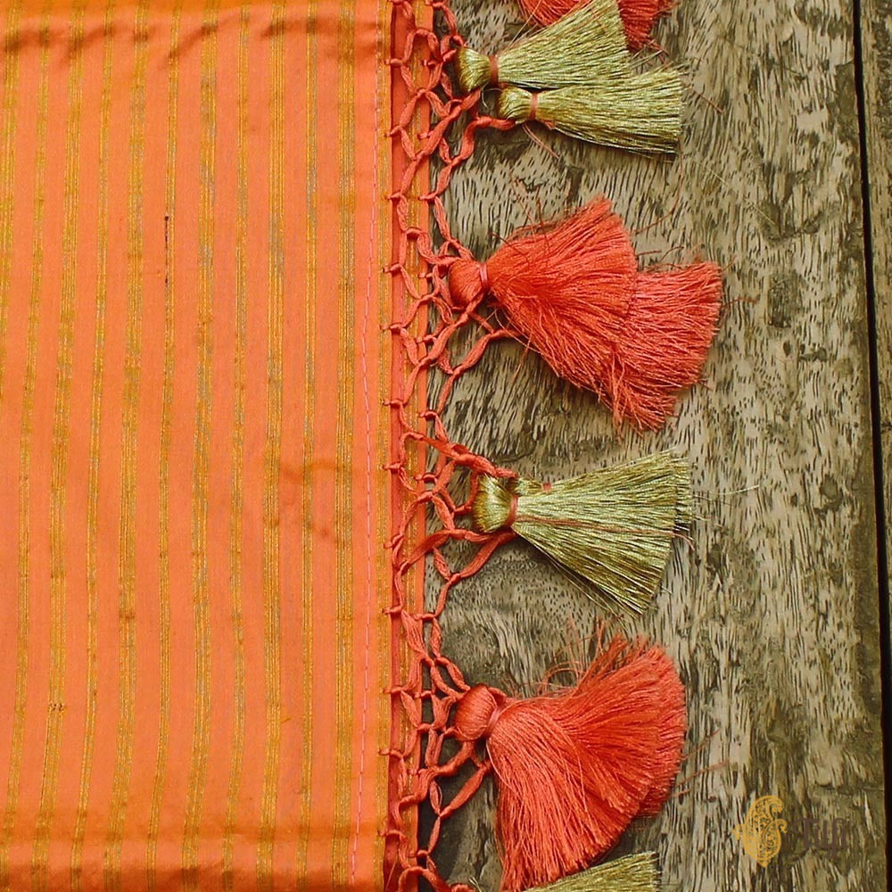 Yellow-Pink Pure Katan Silk Banarasi Handloom Dupatta