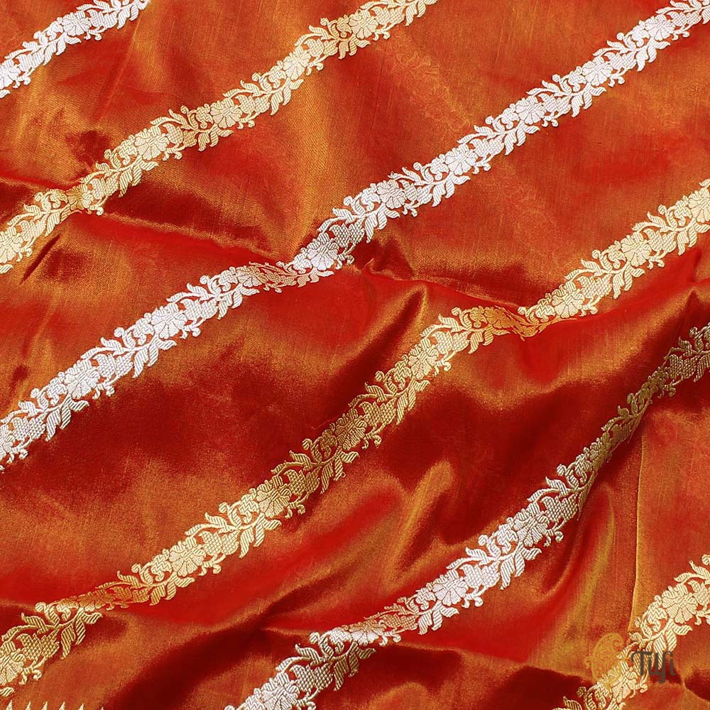 Gold Rust Pure Katan Silk Tissue Banarasi Handwoven Dupatta
