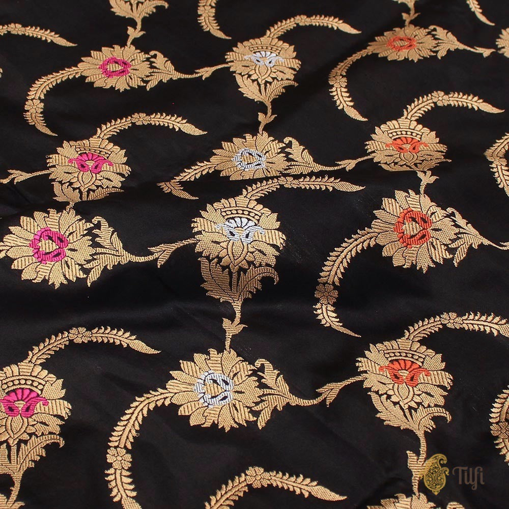 Brown - Bengal Jamdani Handloom Katan Silk Dupatta with Tassels 18