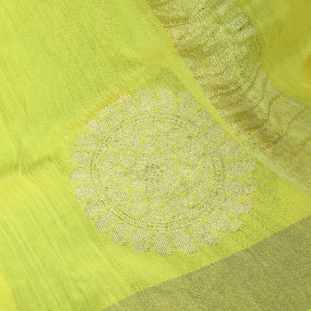 Yellow Ombre Pure Monga Silk Banarasi Handloom Dupatta