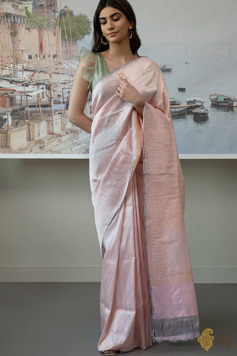 gys Forældet beundring Light Pink Pure Katan Silk Banarasi Handloom Saree - Tilfi