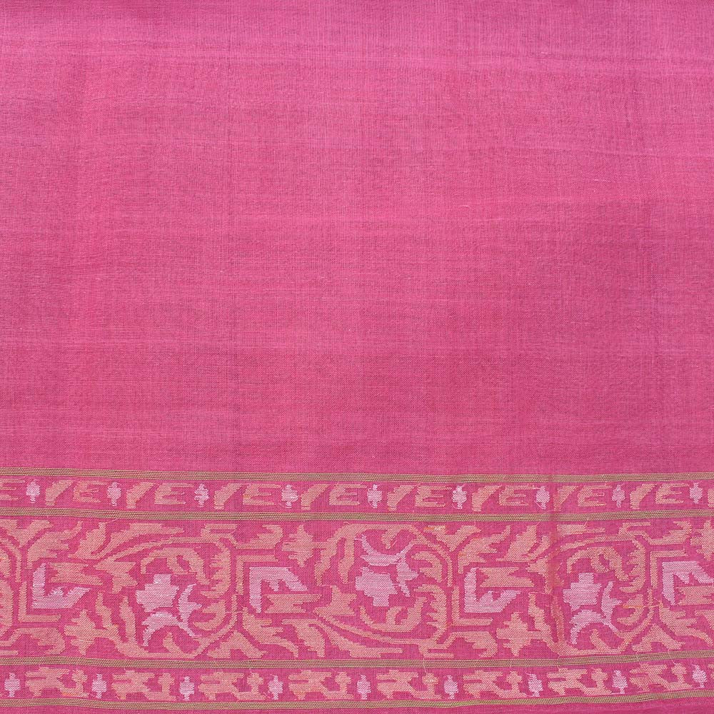 Pink Pure Kora Silk Real Zari Banarasi Handloom Saree - Tilfi