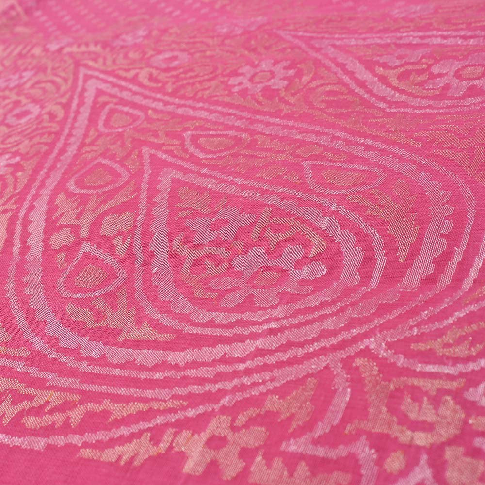 Pink Pure Cotton Real Zari Banarasi Handloom Saree