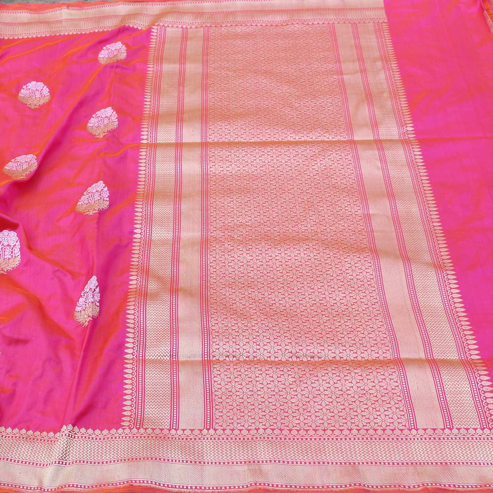 Orange-Gulati Pure Katan Silk Handloom Banarasi Saree - Tilfi