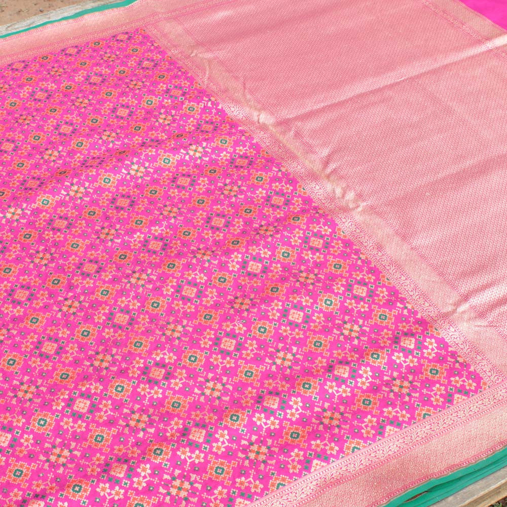 Pink Pure Katan Silk Banarasi Patola Handloom Saree - Tilfi