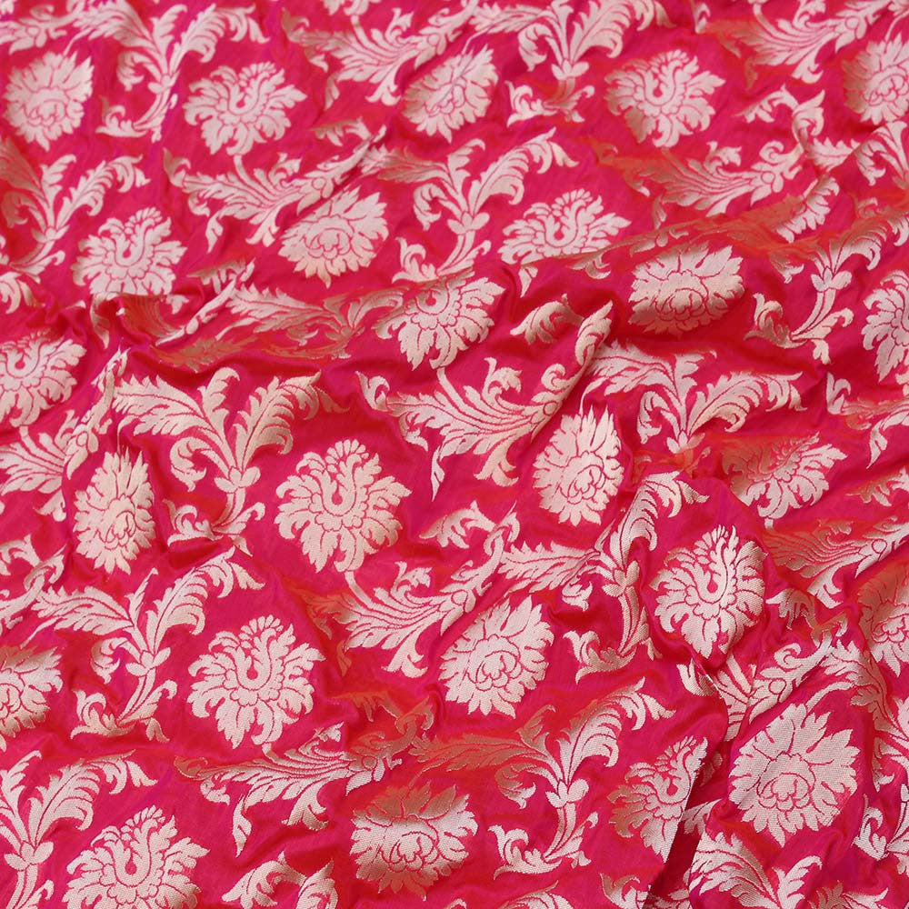 Orange-Rani Pink Pure Silk by Georgette Banarasi Handloom Saree