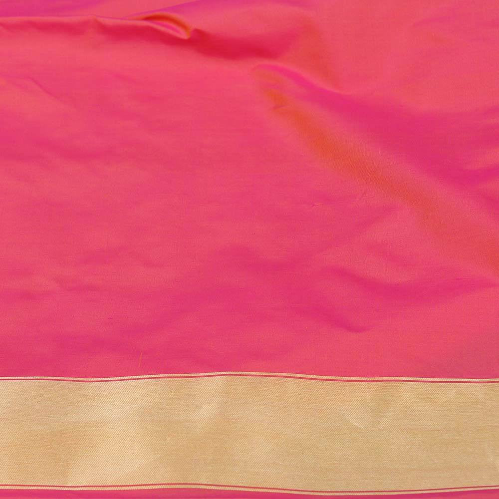 Yellow-Gulabi Pink Pure Katan Silk Banarasi Handloom Saree